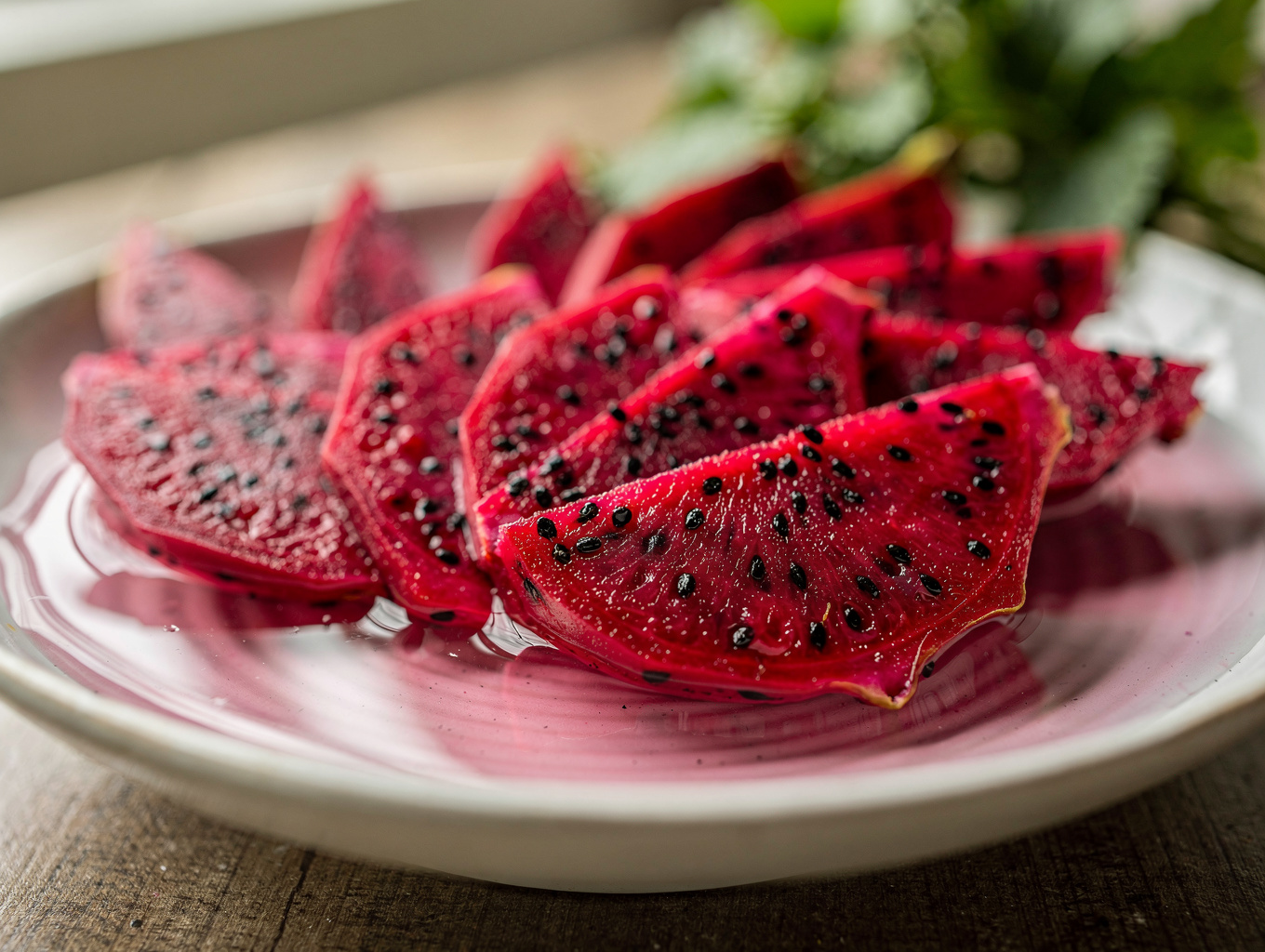 Vivid magenta dragonfruit icesicle showing tiny black crunchy seeds