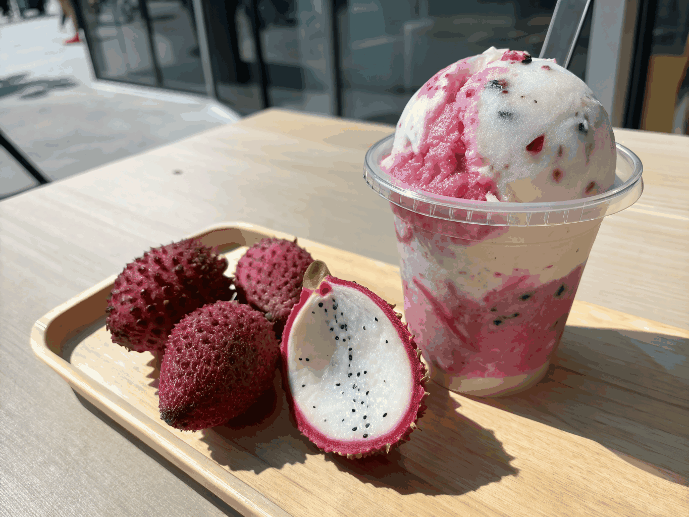 Refreshing watermelon hibiscus icesicle with deep pink color and real mint
