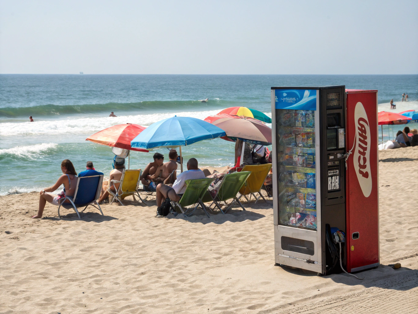 Ice Ice Baby Express automated fruit kiosk on Miami Beach ocean walkway